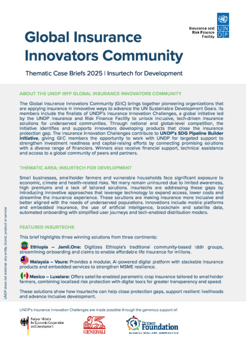 Global Insurance Innovators Community Case Briefs: Insurtech for Development