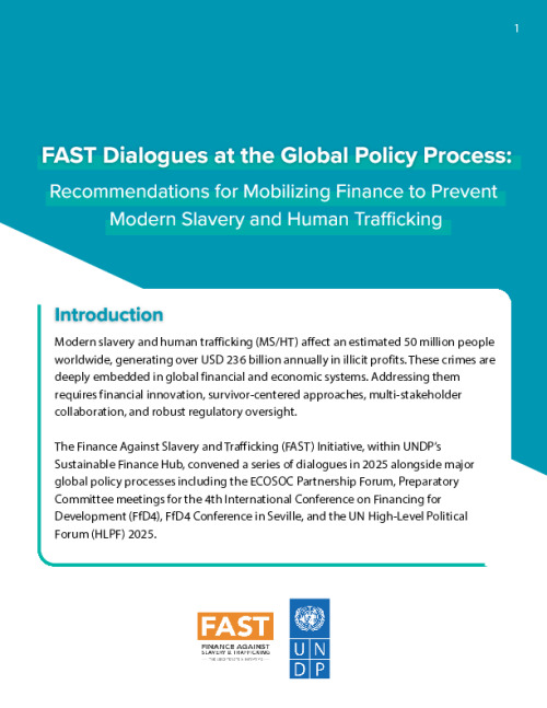 UNDP FAST Initiative Recommendations for Sustainable Finance Instruments to Eradicate Modern Slavery
