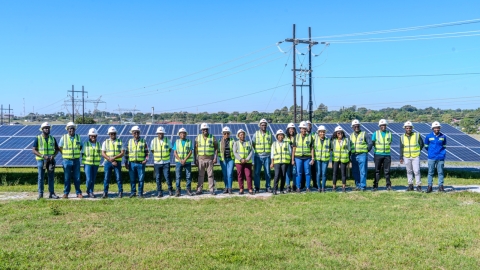 The mission team touring the CEC Solar Plant