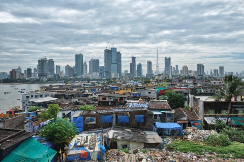 Slums in front of skyscrapers