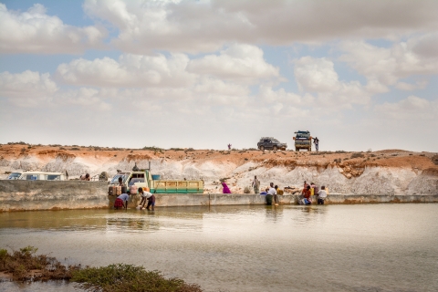 People by the water in Somalia during drought