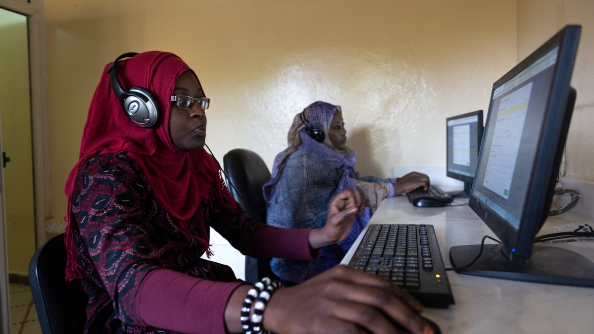 Women using computers