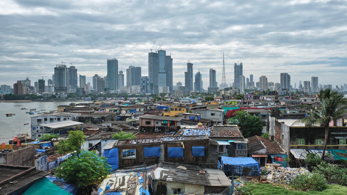 Slums in front of skyscrapers